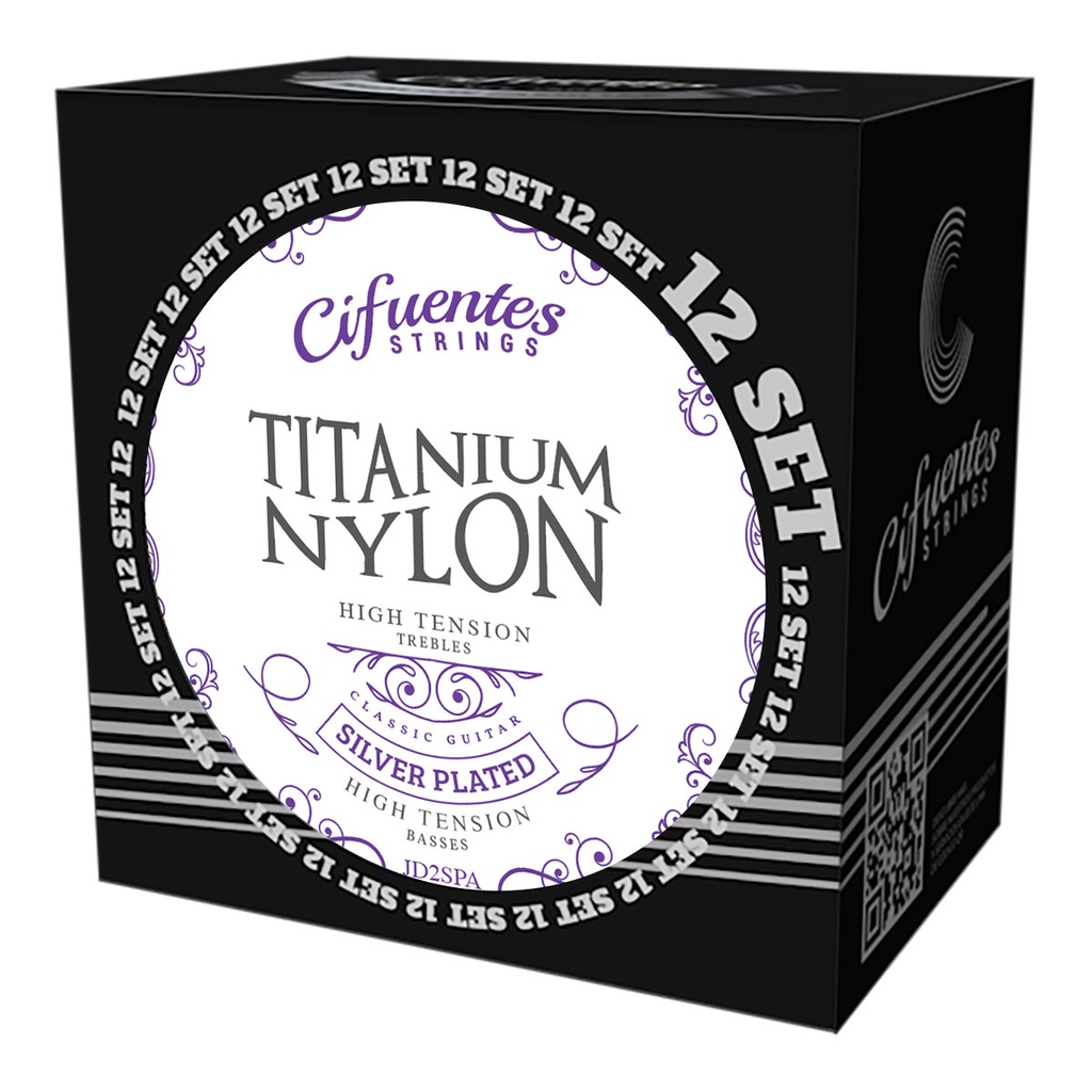 Set 12-Clasica-Titanium Nylon-Silver Plated-High Tension