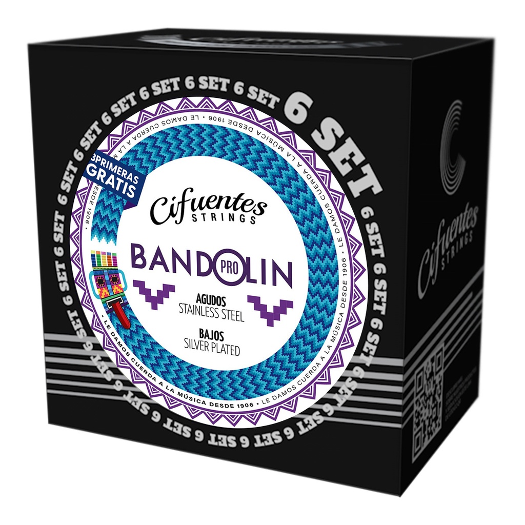 [BND9-SP-FLK-9-30-S6-CS] Set 6-Bandolin-Ecuatoriano-09-30-Silver Plated