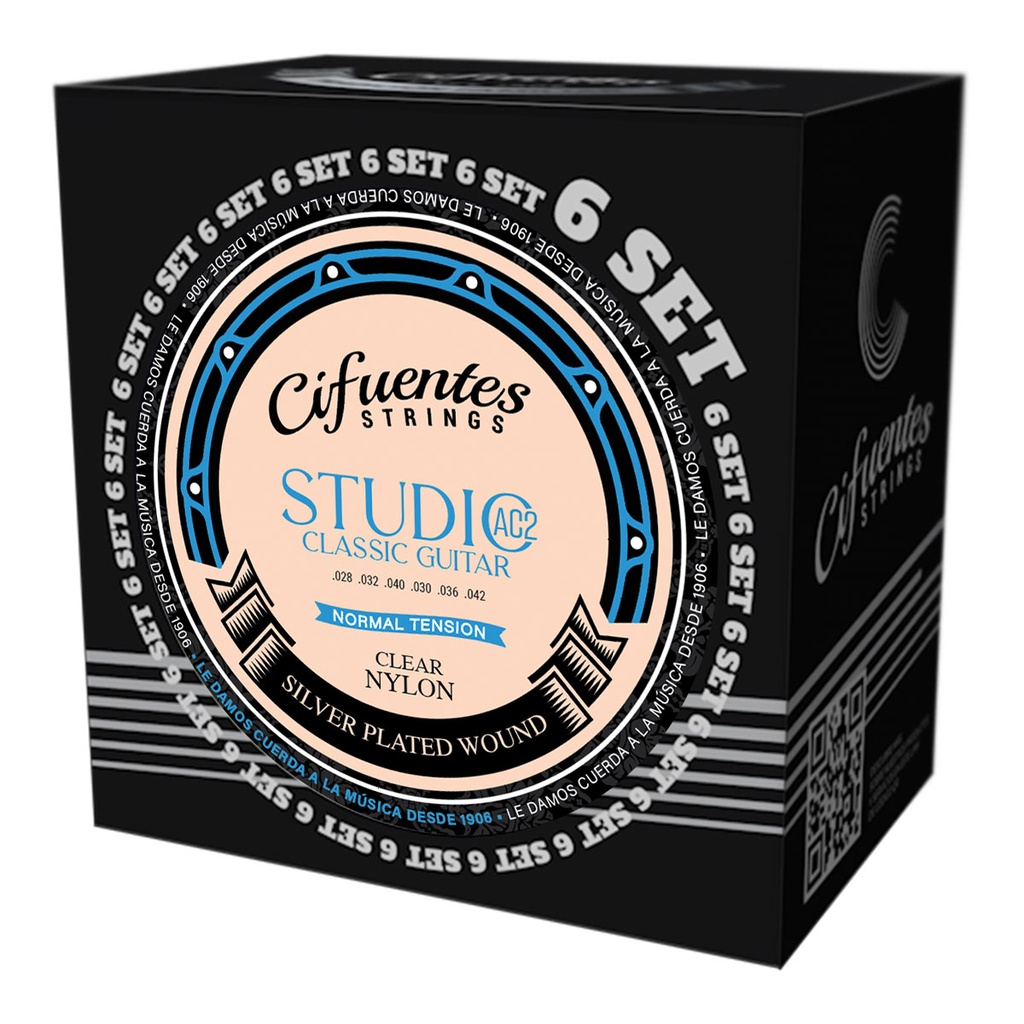 [AC2-SP-GC-TN-S6-CS] Set 6-Clasica-Studio AC2-Silver Plated-Normal Tension