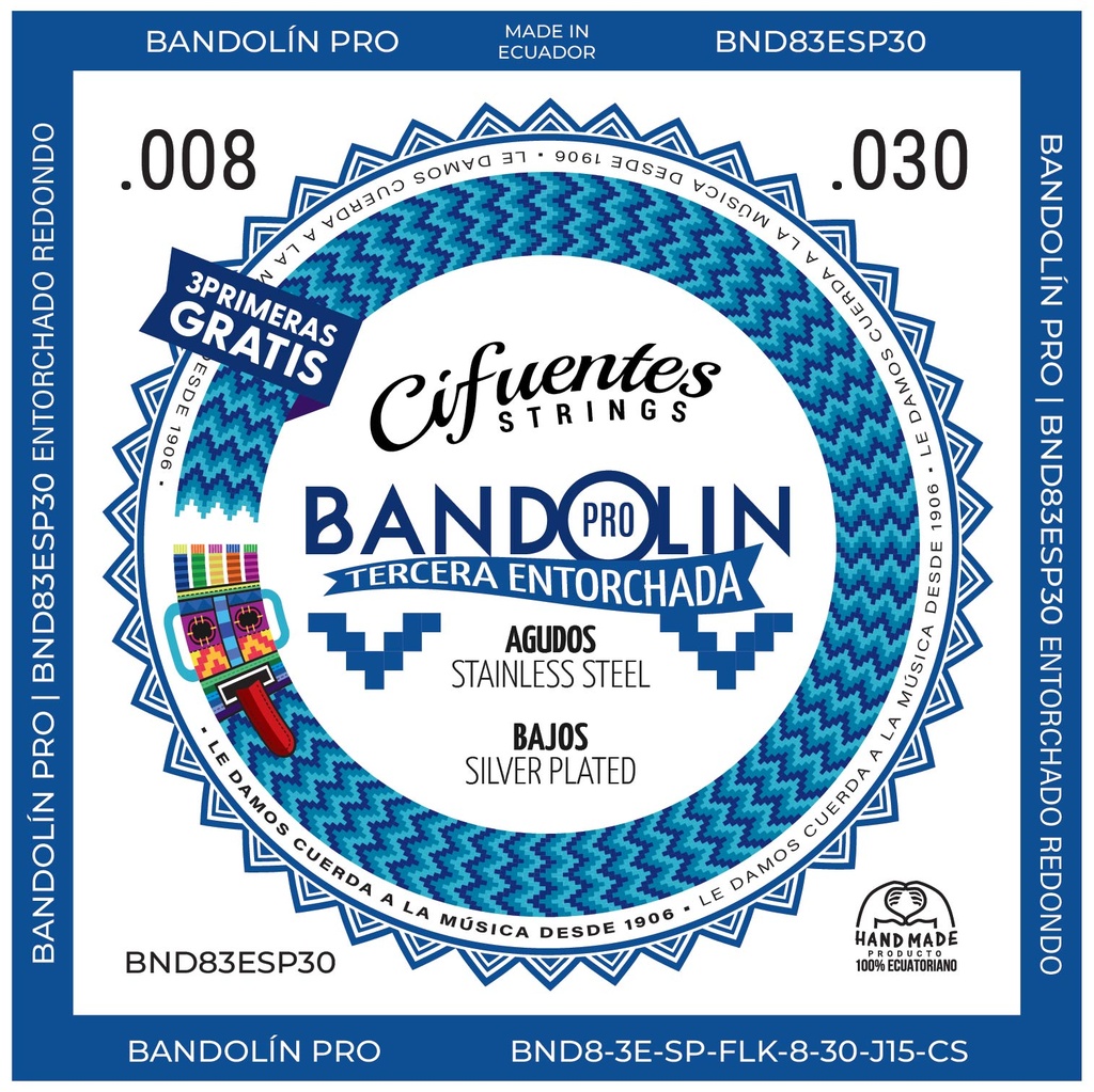 [BND8-3E-SP-FLK-8-30-J15-CS] Juego-Bandolin-BND8-3E-08-30-Silver Plated