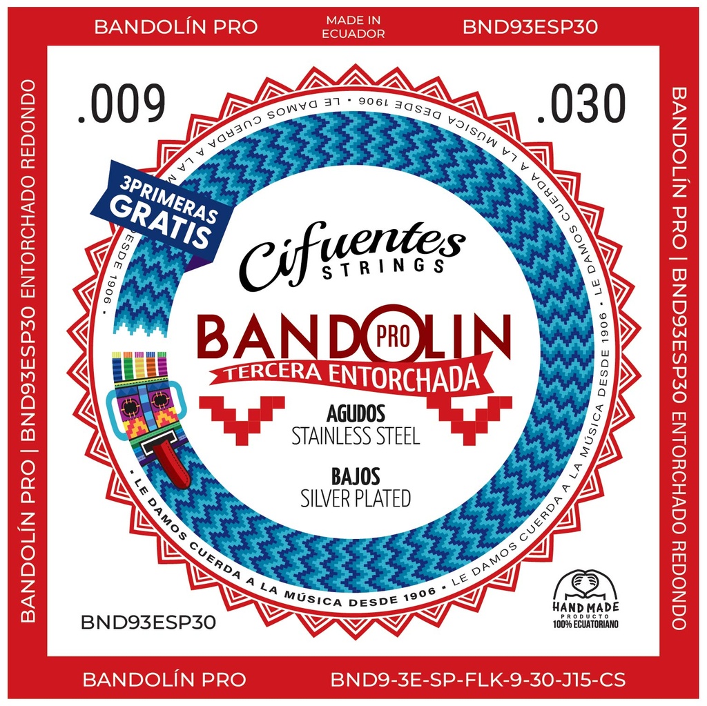[BND9-3E-SP-FLK-9-30-J15-CS] Juego-Bandolin-BND9-3E-09-30-Silver Plated
