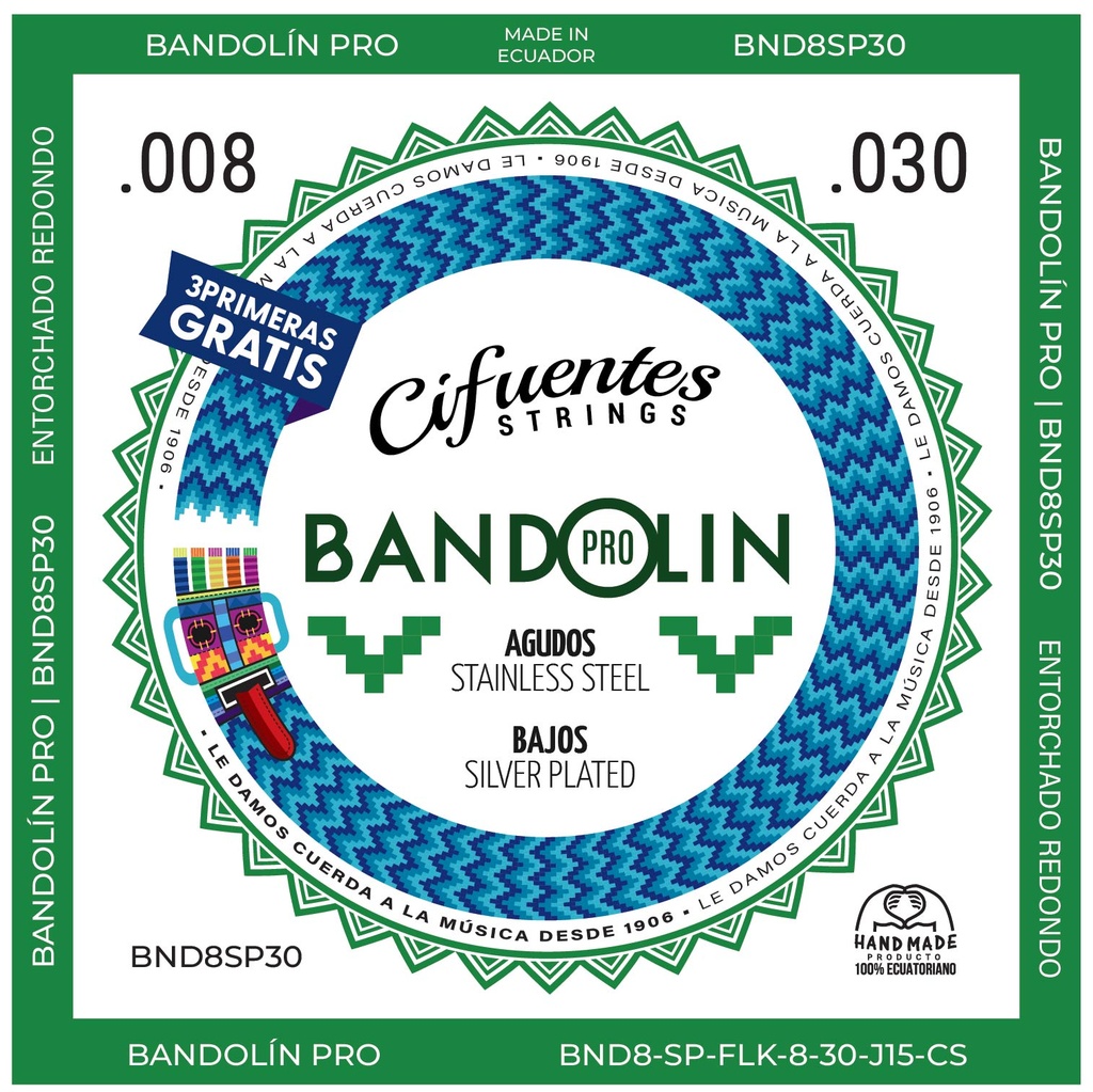 [BND8-SP-FLK-8-30-J15-CS] Juego-Bandolin-BND8-08-30-Silver Plated