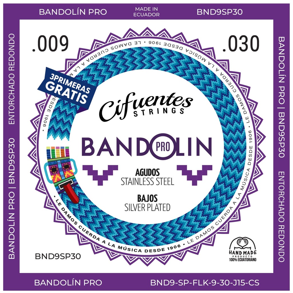 [BND9-SP-FLK-9-30-J15-CS] Juego-Bandolin-BND9-09-30-Silver Plated