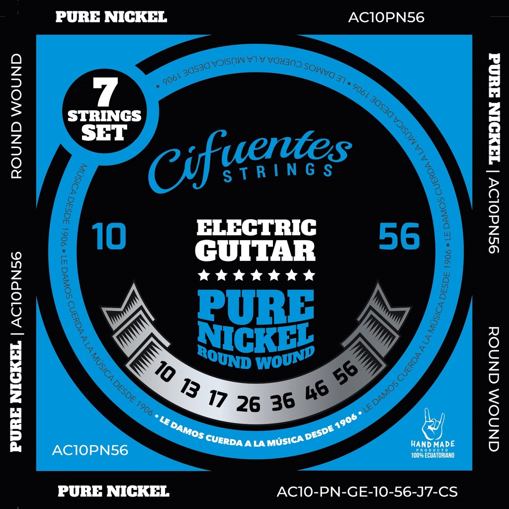 Juego-Electrica-10-56-Pure Nickel-7 Cuerdas