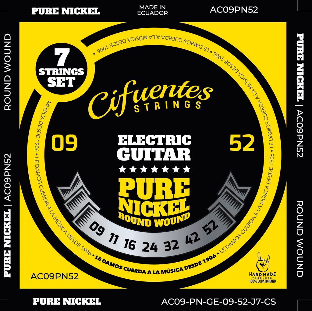 [AC9-PN-GE-9-52-J7-CS] Juego-Electrica-09-52-Pure Nickel-7 Cuerdas