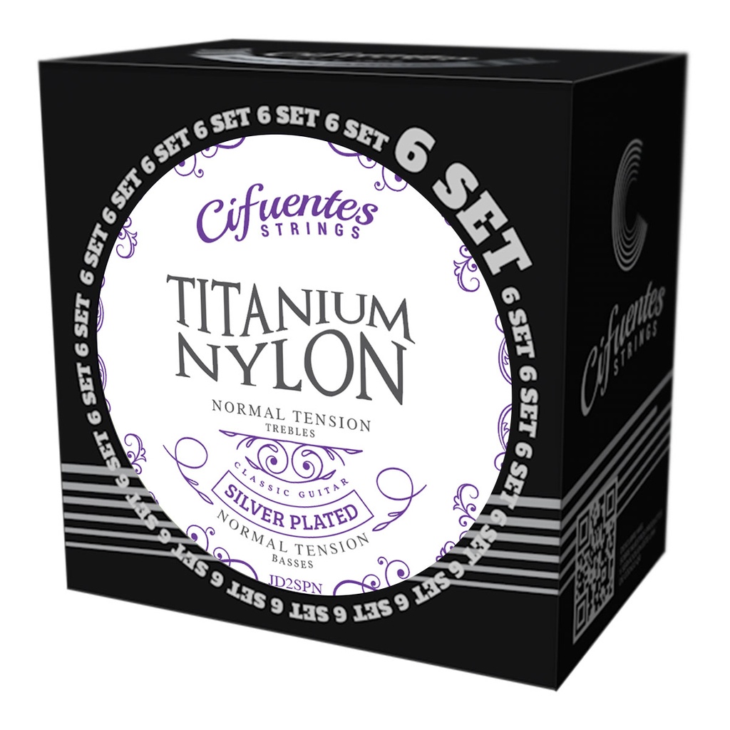 Set 6-Clasica-Titanium Nylon-Silver Plated-Normal Tension