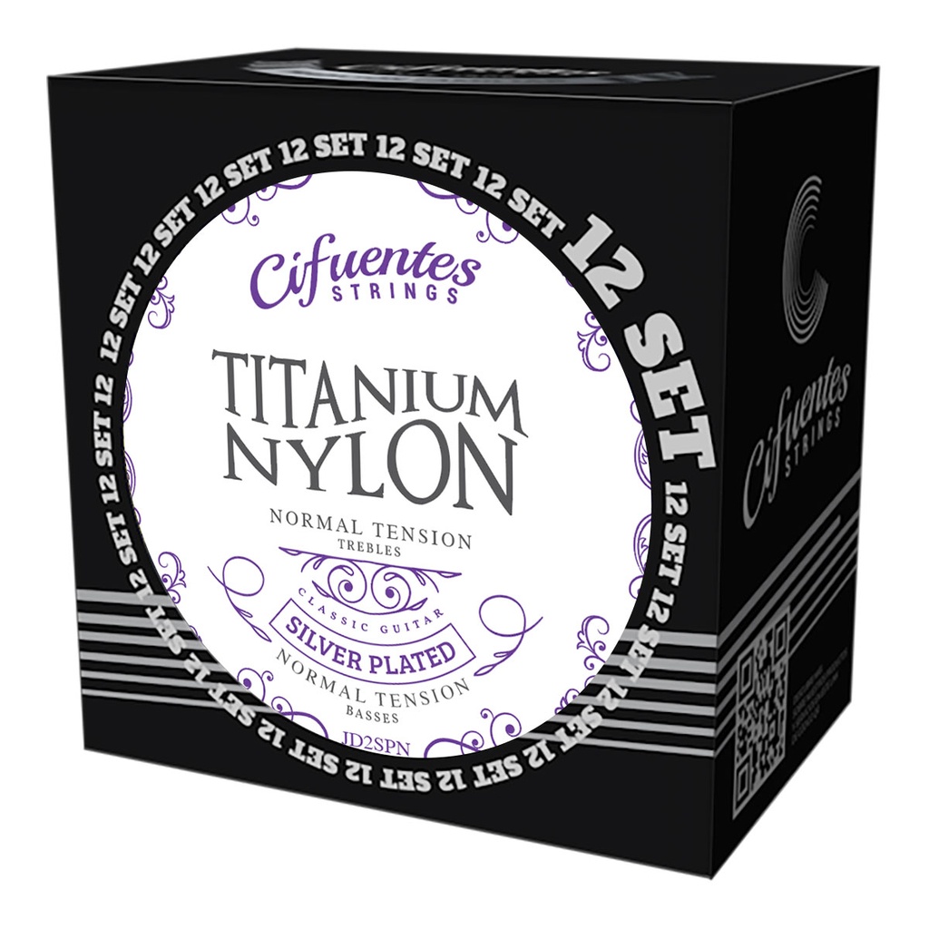 [JD2-SP-GC-TN-S12-CS] Set 12-Clasica-Titanium Nylon-Silver Plated-Normal Tension