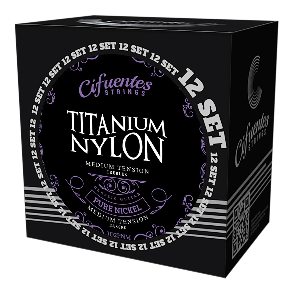 [JD2-PN-GC-TM-S12-CS] Set 12-Clasica-Titanium Nylon-Pure Nickel-Medium Tension