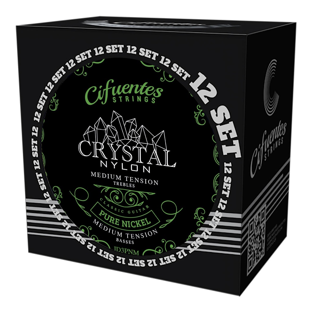 [JD3-PN-GC-TM-S12-CS] Set 12-Clasica-Crystal Nylon-Pure Nickel-Medium Tension