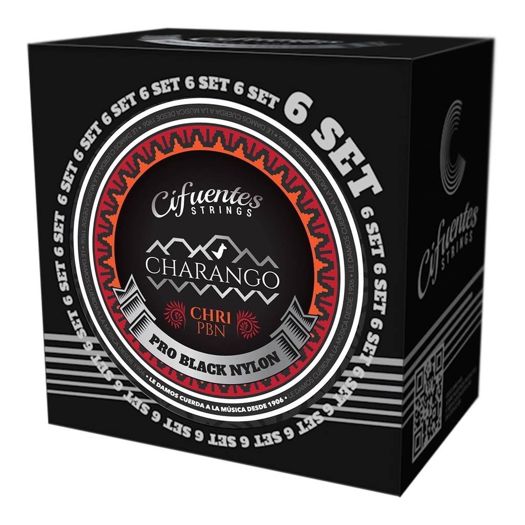 Set 6-Charango-CHR1-TN-Black Nylon