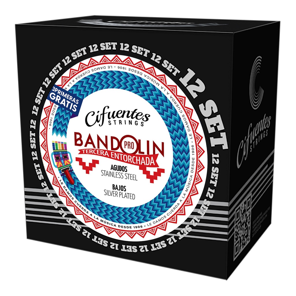 Set 12-Bandolin-Ecuatoriano-3ra Entorchada-09-30-Silver Plated