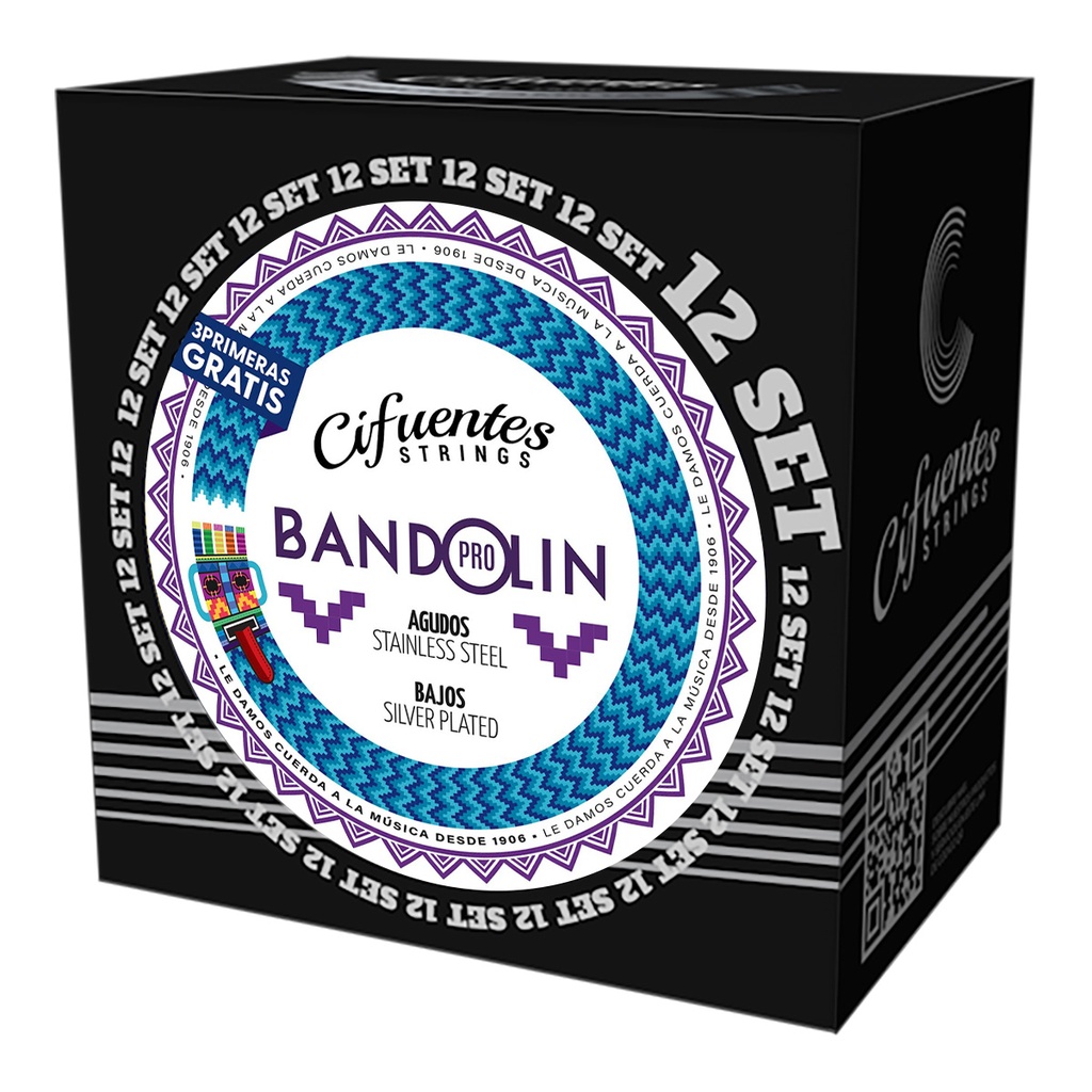 [BND9-SP-FLK-9-30-S12-CS] Set 12-Bandolin-Ecuatoriano-09-30-Silver Plated