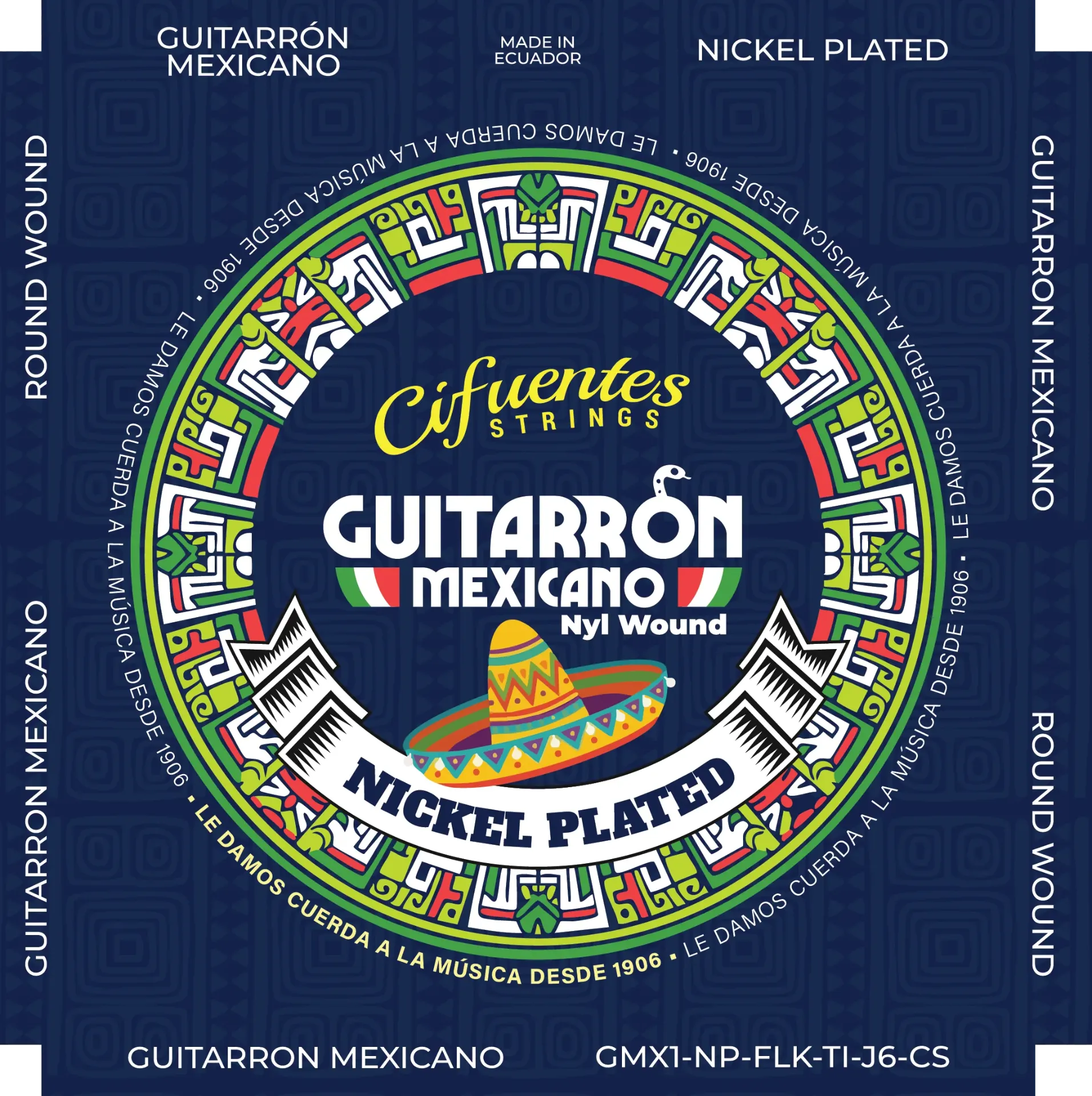 [GMX1-NP-FLK-TI-J6-CS] Juego-Guitarron Mexicano-Nickel Plated-Nylon Wound-Tension Ideal
