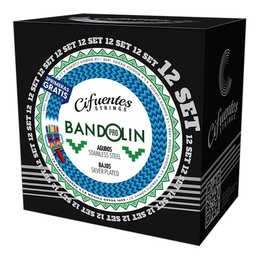 [BND8-SP-FLK-8-30-S12-CS] Set 12-Bandolin-Ecuatoriano-08-30-Silver Plated
