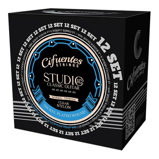 [AC2-NP-GC-TN-S12-CS] Set 12-Clasica-Studio AC2-Nickel Plated-Normal Tension