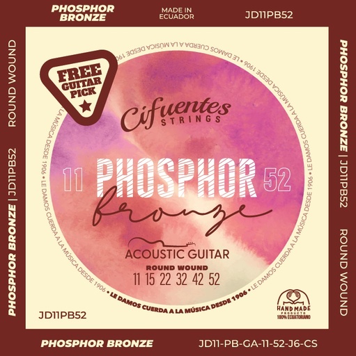 [JD11-PB-GA-11-52-J6-CS] Juego-Acustica-11-52-Phosphor Bronze